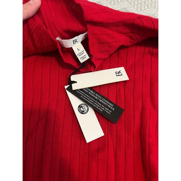 Banana Republic Ribbed Merino Movk-Neck Sweater in RED, size L, NWT! - Picture 7 of 11